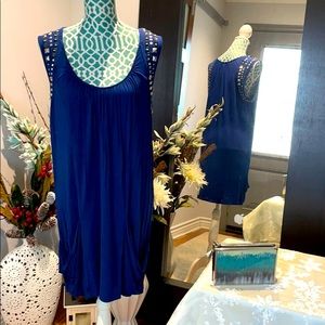 BCBGMAXAXaria Navy Blue Bling Sleeveless Dress L.